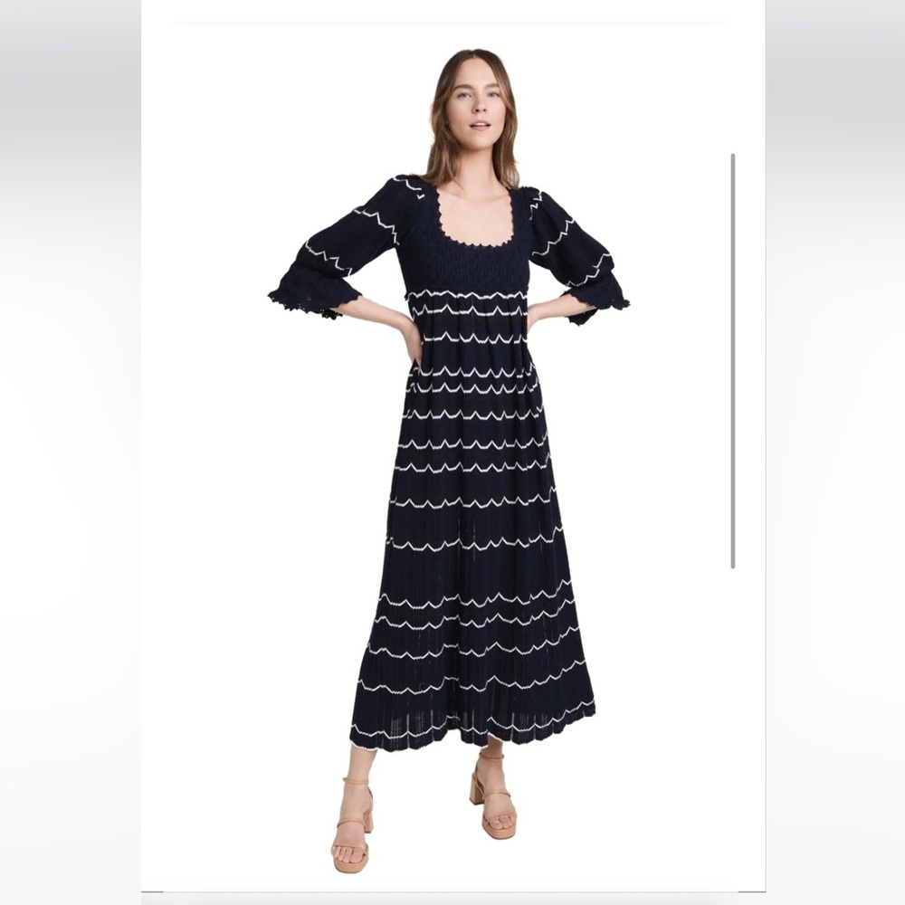 Rebecca Taylor Lace Sweater Dress NWT Marine Blue Small